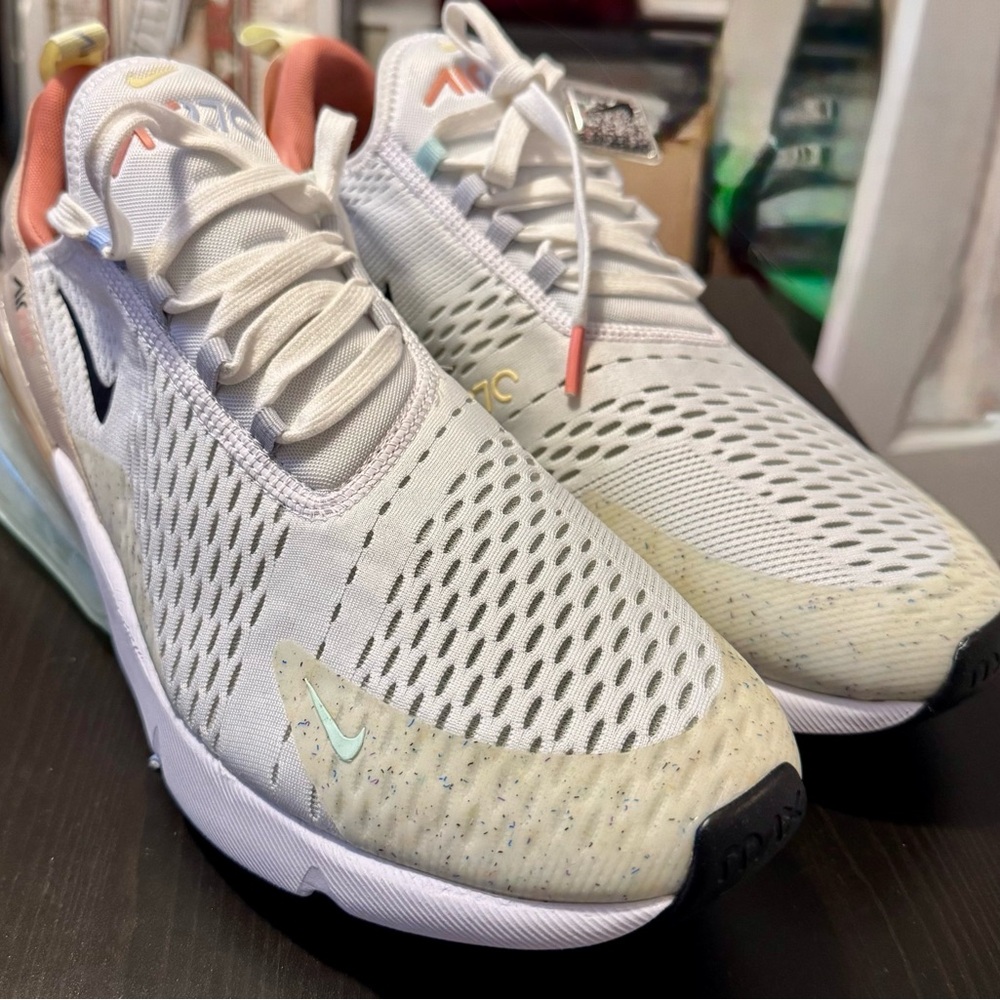 Nike Air Max 270 White and Cream Sneakers
